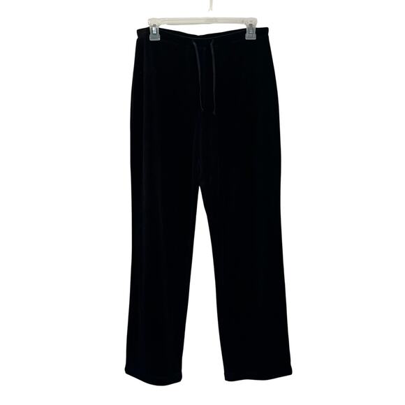 Express Vintage Velour Pants Black Y2K Wide Leg Lounge Size M - Picture 1 of 5